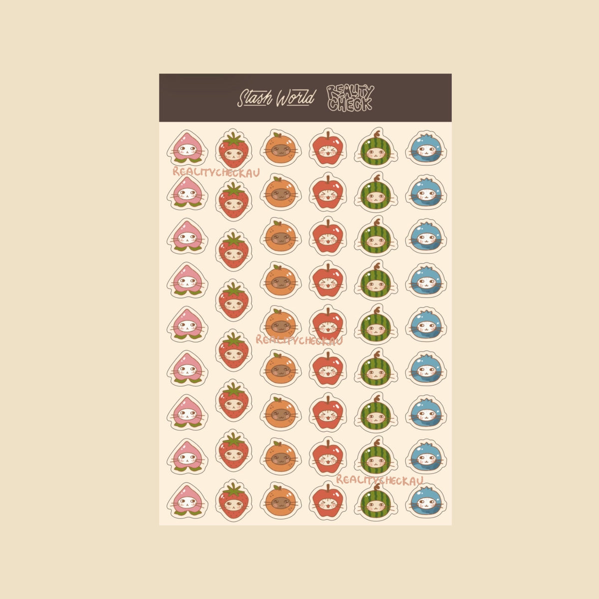 Fruit Cats Washi Sticker Sheet